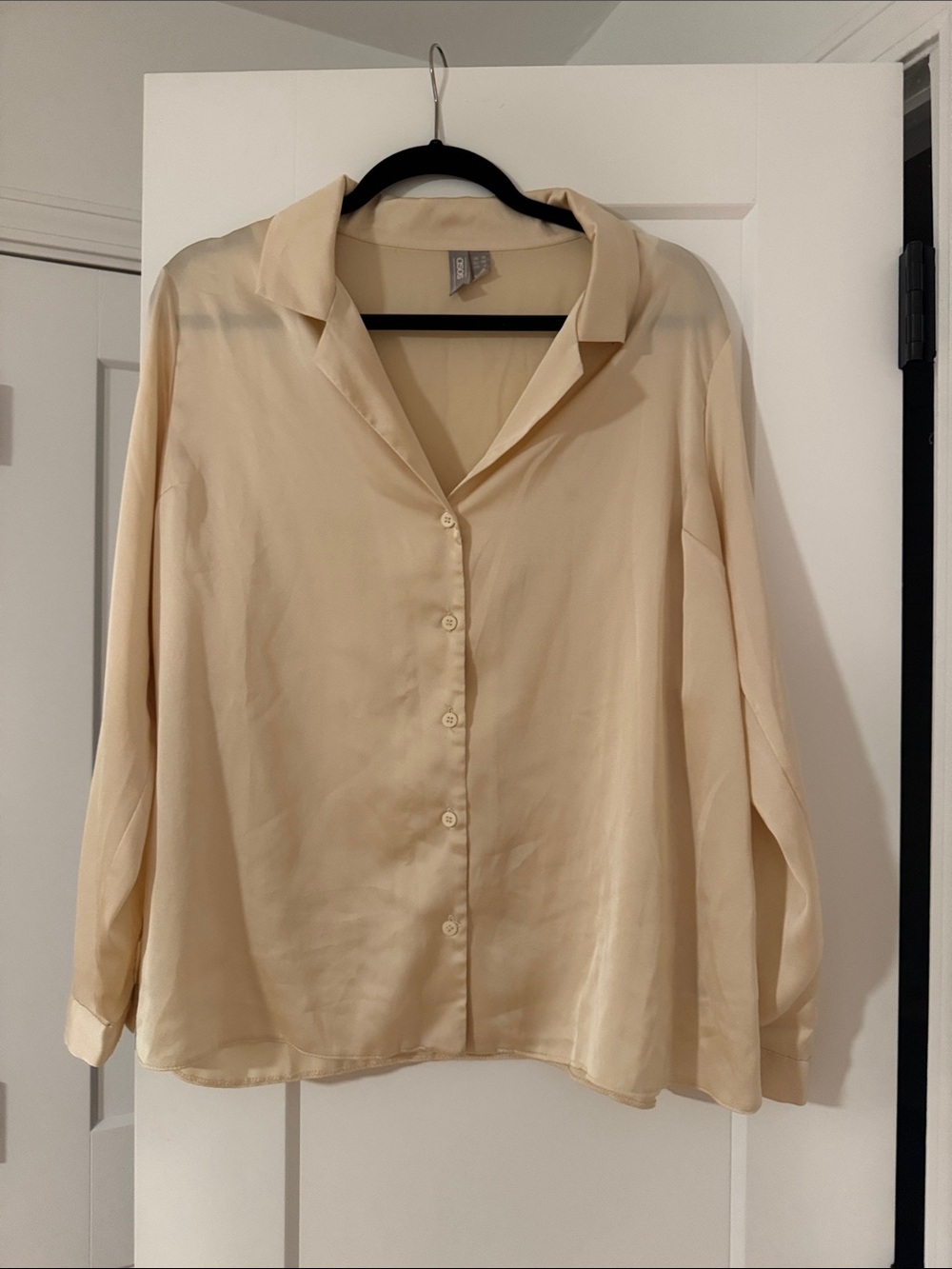 Asos Maternity Satin Light Cream Button-Up Shirt